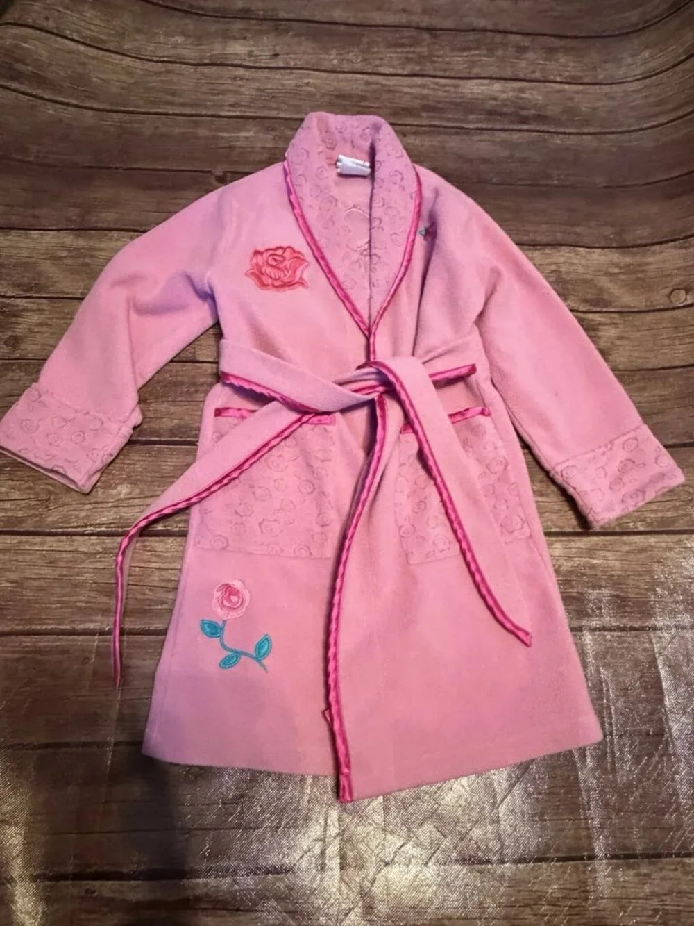 Kid's Disney Store Princess Pink Rose Robe XS Cinderella Belle Sleeping Beauty